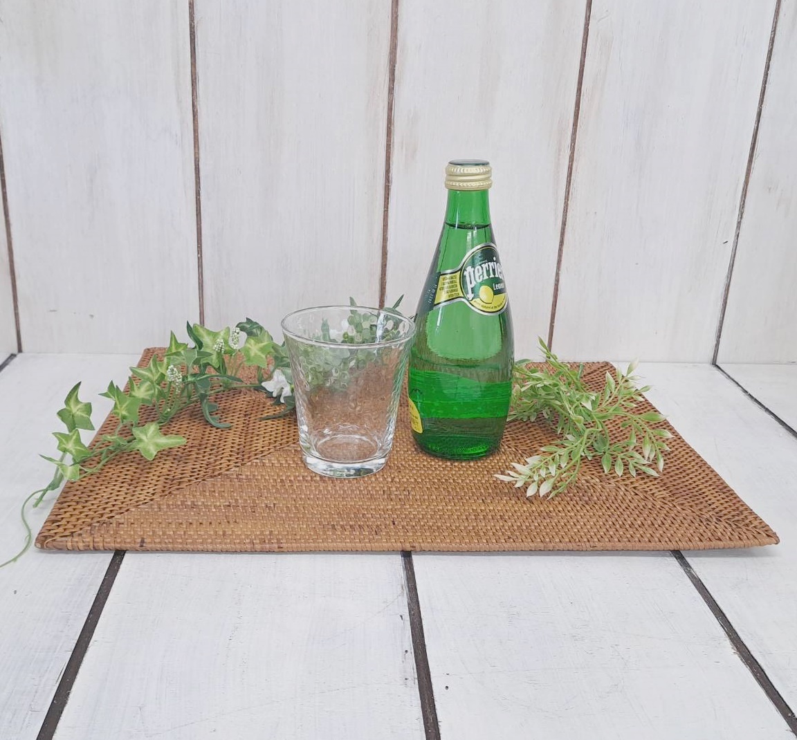 アタ製 ランチョンマット 手編み スクエア 長方形 ナチュラル バリ島拍卖