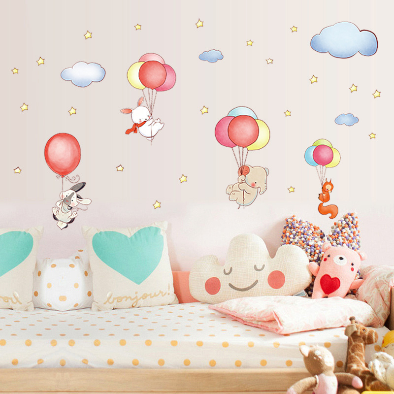 ウォールステッカー YB121 ウサギ 風船 子供 幼稚園 DIY 壁紙 インテリアシート 剥がせる 送料無料拍卖