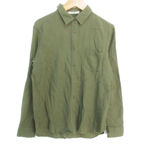 アーバンリサーチ サニーレーベル URBAN RESEARCH Sonny Label シャツ ブラウス 長袖 透け感 ヘリンボーン柄 36 カーキ /FF17 レディース拍卖