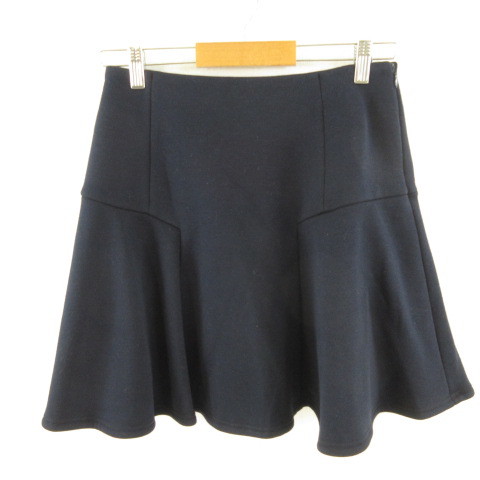 アバハウス ABAHOUSE ECRU ミニスカート フレア スウェット地 裏起毛 紺 36 *E745 レディース拍卖