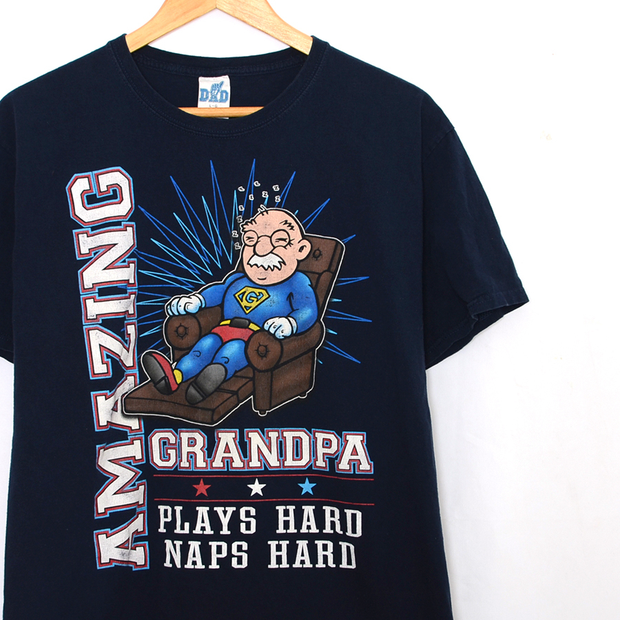 MT2060 DAD アメージング グランパ Tシャツ L 肩52 AMAZIONG GRANPA メール便可 xq拍卖