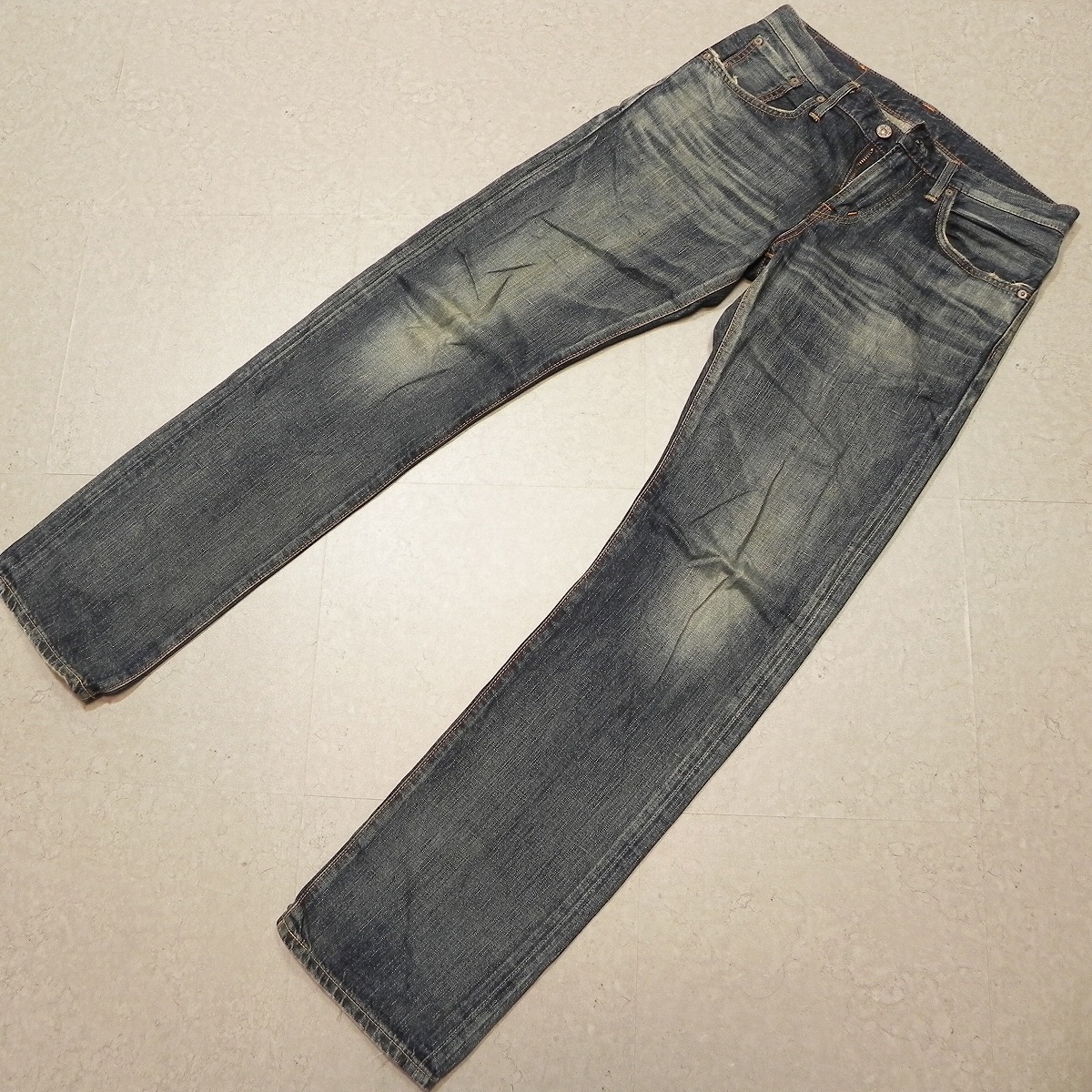 m125★日本製 EDWIN エドウィン 503RV ユーズド加工 ヴィンテージ加工 ストレート デニムパンツ ジーンズ サイズ28★古着 即決★拍卖