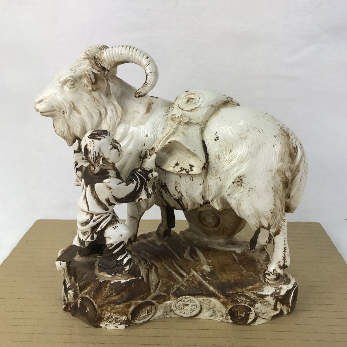k 希少 ブロンズ像 アジア ヤギ 縁起物 アンティーク コレクション 中古拍卖