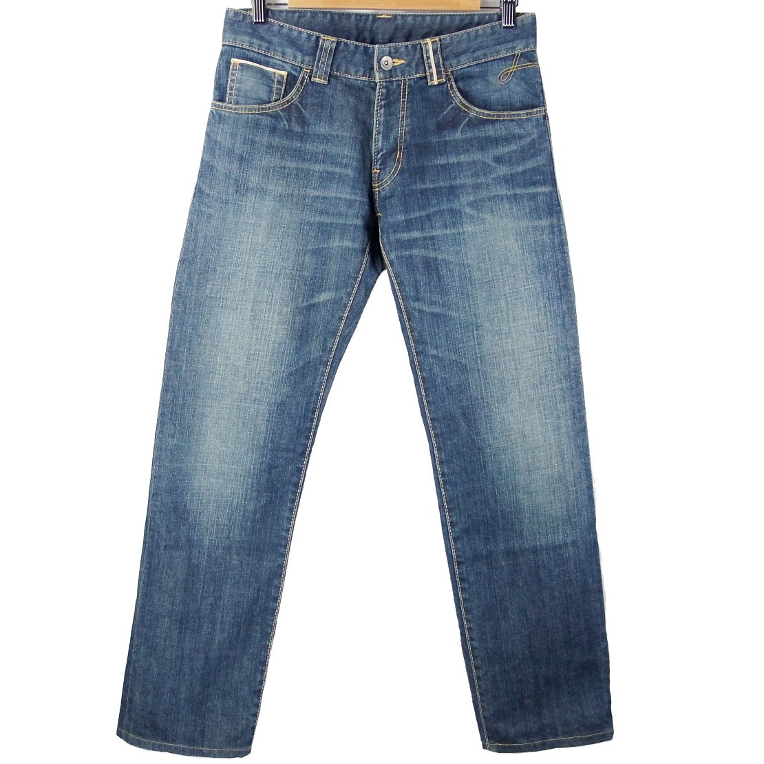 ■JOSEPH HOMME ジョセフ オム / オンワード樫山 / 日本製 / メンズ / インディゴ USED加工 ストレッチ セルビッチ デニムパンツ size 44拍卖