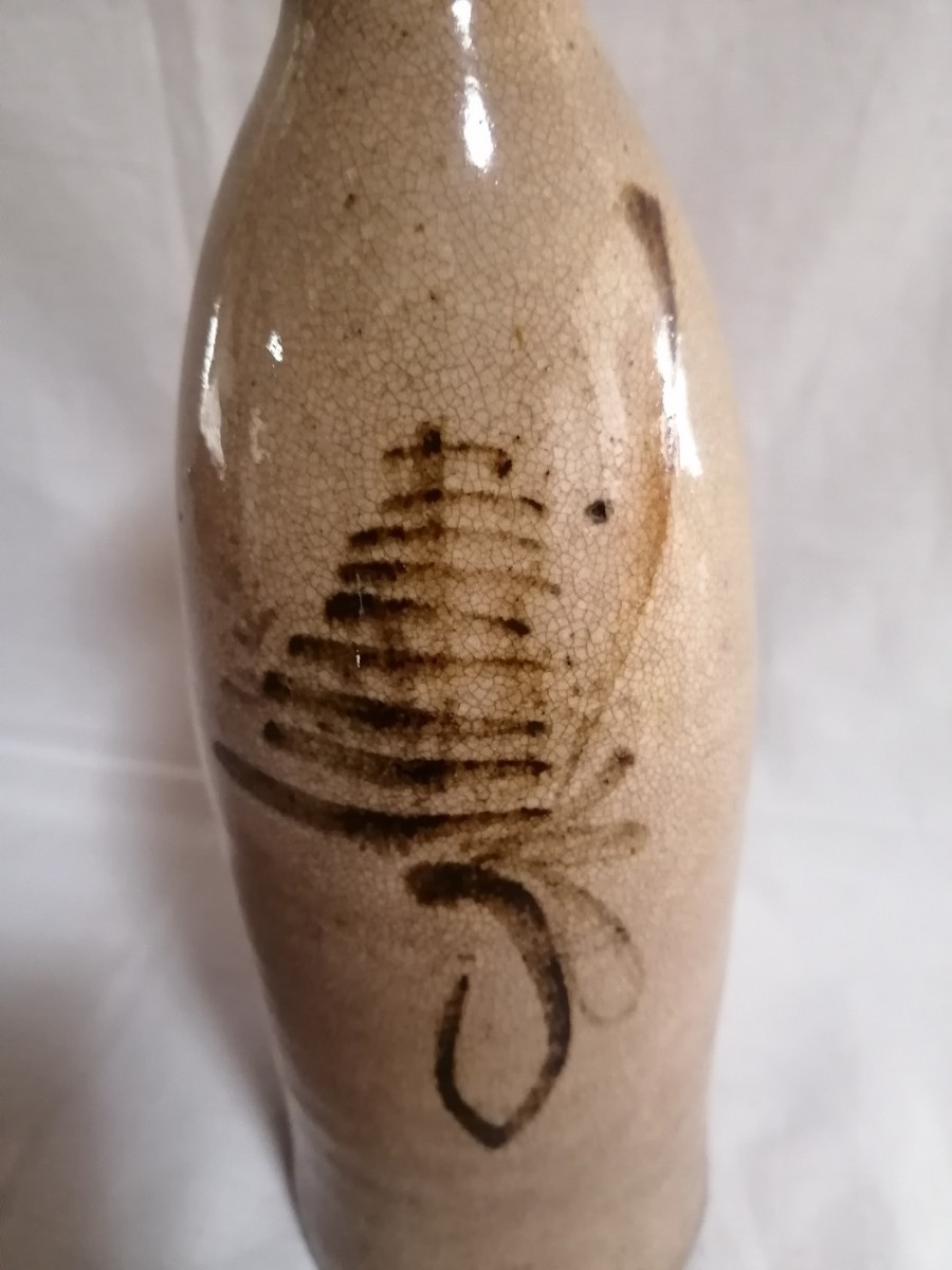 古瀬戸 寿文徳利 江戸中期 絵瀬戸 美濃 徳利 酒器 高さ26㌢ 六古窯 50ST03q5 拍卖