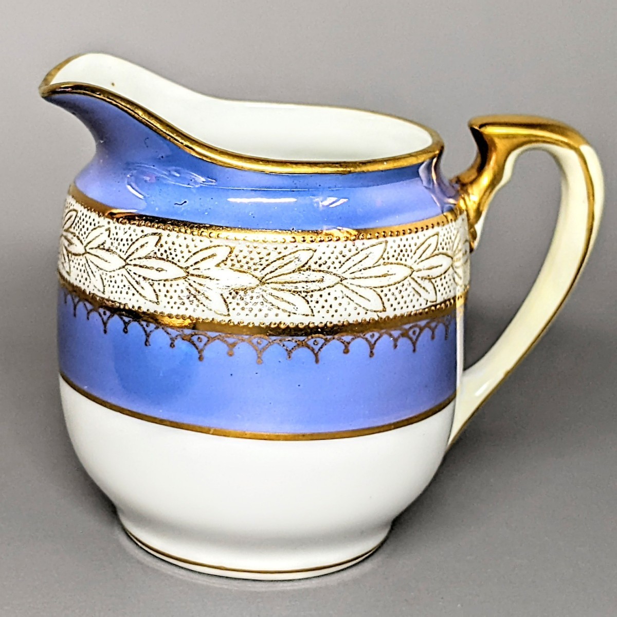 オールドニッポン 里帰り品 金盛上ラスター彩笹連鎖縄紋 クリーマー 水差し拍卖