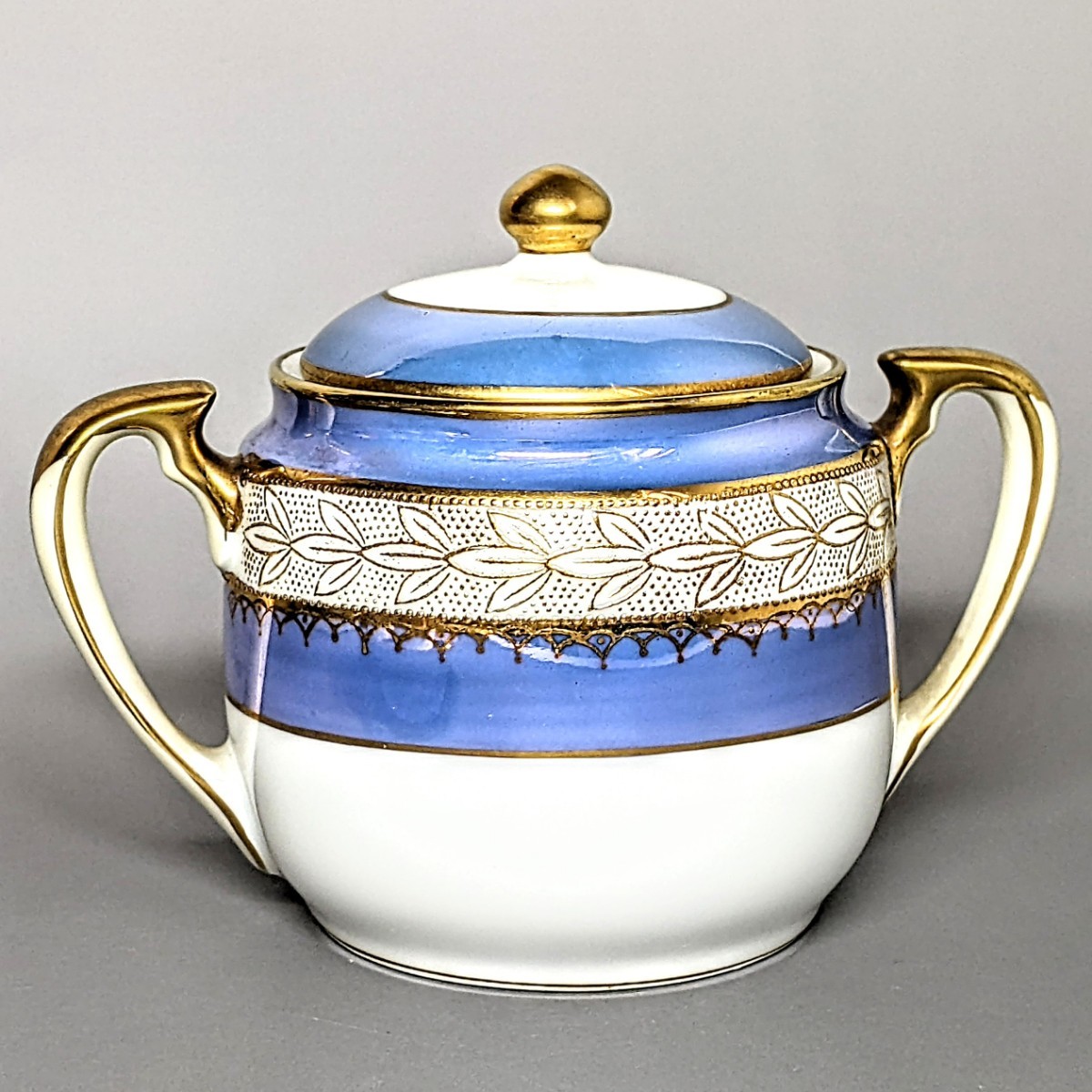 オールドニッポン 里帰り品 金盛上ラスター彩笹連鎖縄紋 シュガー―ポット拍卖