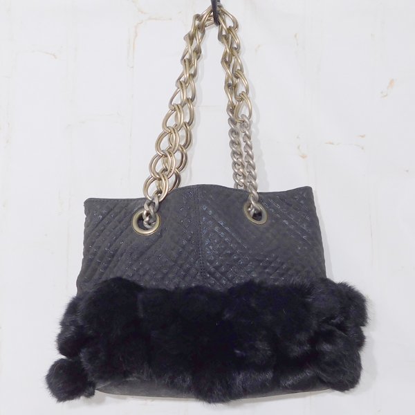 Casselini fifth avenue■チェーン ハンドバッグ ファーデザイン /ブラック トートバッグ かばん レディース ※RY3303027拍卖
