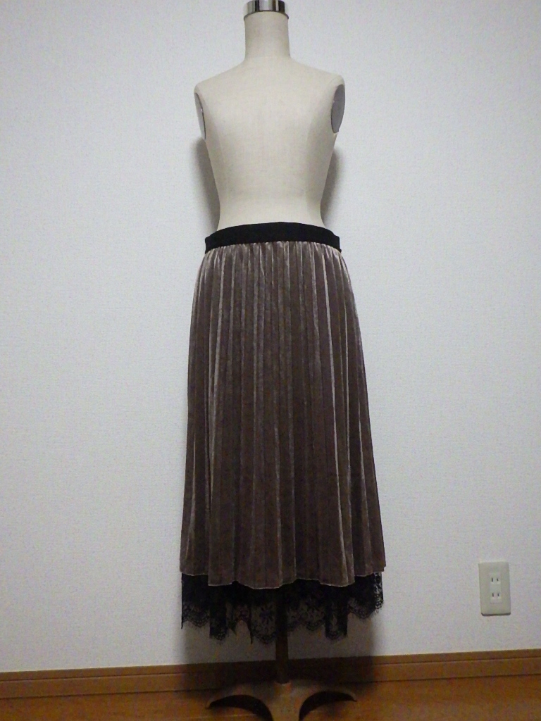 大きいサイズ リバーシブル ベロア チュール ロングー スカート 344拍卖