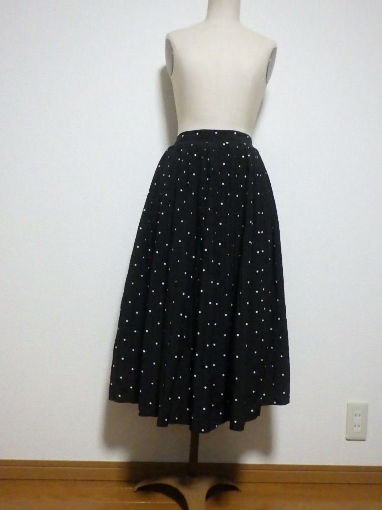 Emsexcite ドット模様 消しプリーツ ロング スカート 353拍卖