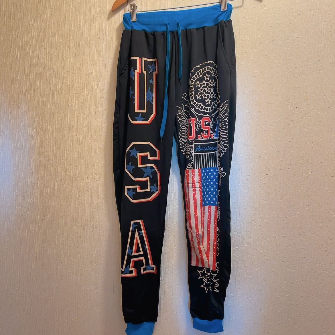 新品★ブラック&ブルー★カラフルUSA★ジャージ★ホームウェア★ユニセックス★M拍卖