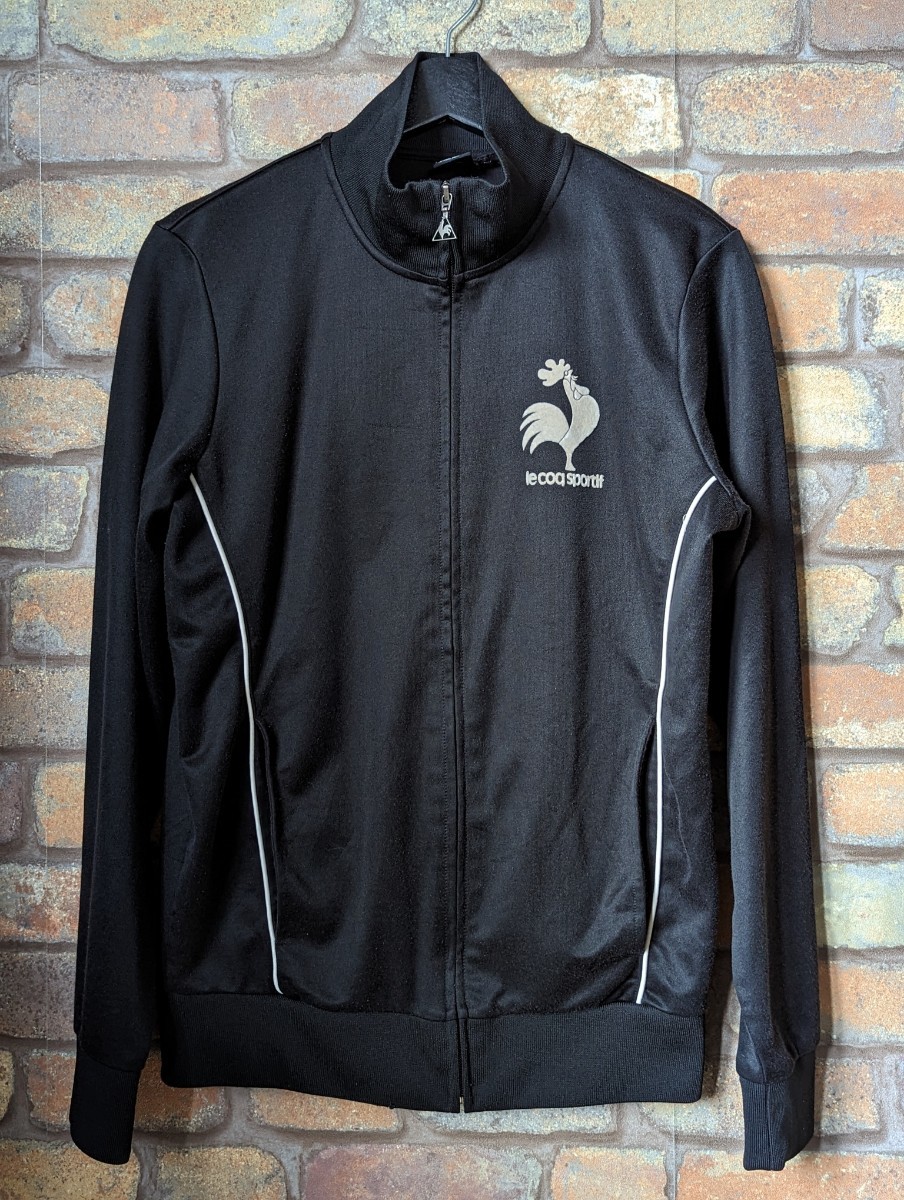 ☆lecoqsportif ルコックスポルティフ トラックジャケット ジャージ ブラック フロッキープリント オールド レアデザイン 90s拍卖