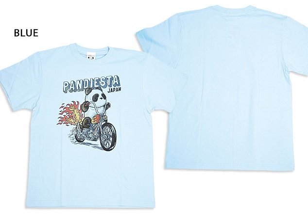 PDJ Fire Bike半袖Tシャツ◆PANDIESTA JAPAN ブルーXLサイズ 523852 パンディエスタジャパン パンダ バイク 男女兼用拍卖