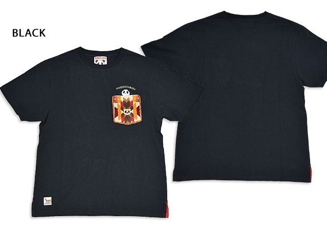 ネイティブサガラ刺繍ポケット半袖Tシャツ◆PANDIESTA JAPAN ブラックXXLサイズ 523200 パンディエスタジャパン パンダ ユニセックス拍卖