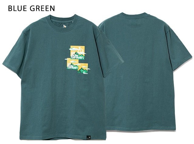 USAコットン山ロゴ半袖Tシャツ◆go slow caravan ブルーグリーンMサイズ 391910 ゴースローキャラバン アウトドア フェス拍卖