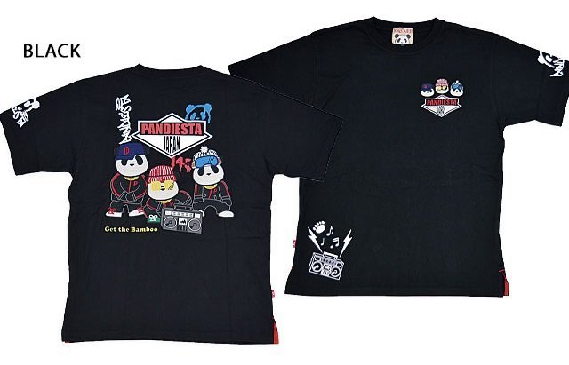 PDJ HIPHOP半袖Tシャツ◆PANDIESTA JAPAN ブラックMサイズ 523861 パンディエスタジャパン パンダ 刺繍拍卖
