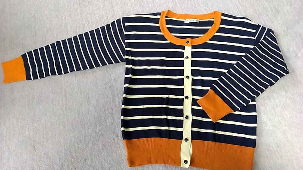 カーディガン LL しまむら セオリア ボーダー 配色可愛い 未使用拍卖