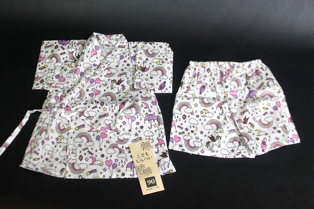 子供甚平 女の子 90 1-2歳 ユニコーン柄 ★送料360円★拍卖