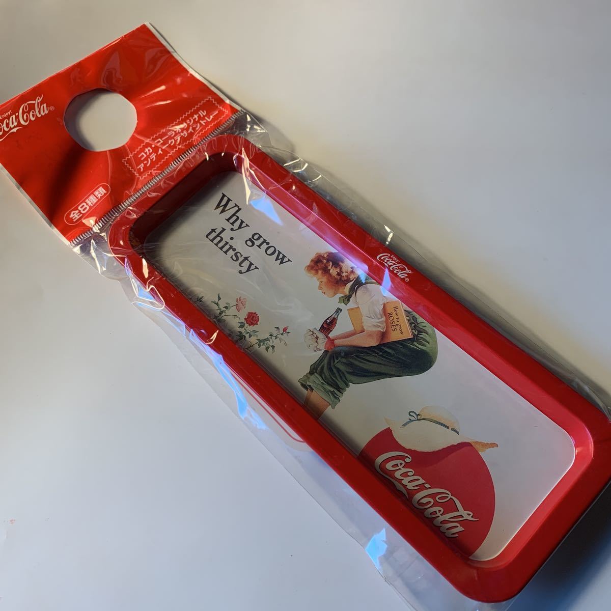 コカコーラ アンティークデザイントレー 未開封未使用美品 ③ 非売品ノベルティ コレクション Why grow thirsty ブリキ 金属製 薔薇の花拍卖