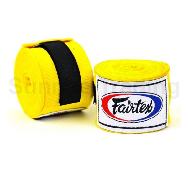送料無料 新品 FAIRTEX フェアテックス コットン バンテージ 4.5M イエロー 伸縮タイプ ムエイタイ キックボクシング MMA グローブ 格闘技拍卖