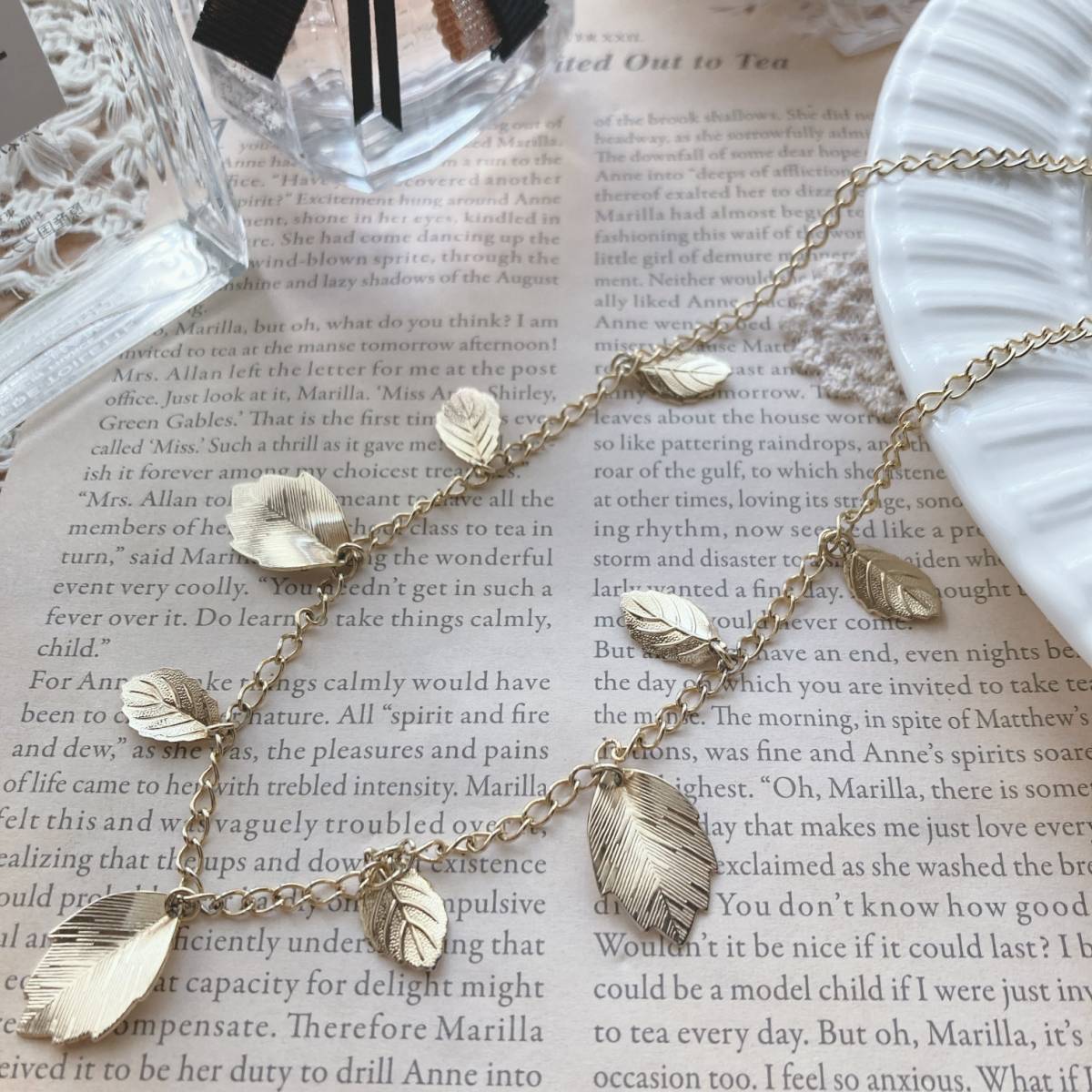 美品 ゴールドリーフネックレス 葉っぱ ☆vintage jewelry accessories 0824拍卖
