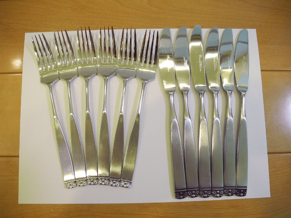 即決あり キレイ目!!crown クラウン フォーク6本 ステーキナイフ6本 カトラリー ステンレス拍卖