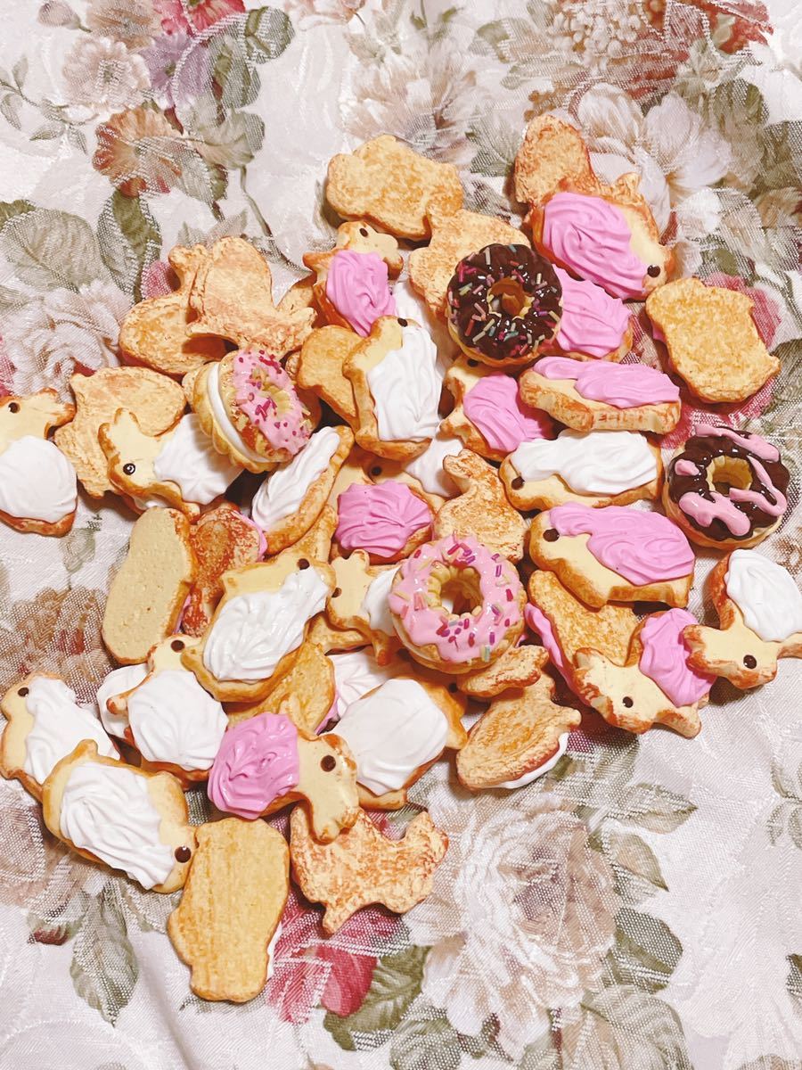 c1038 ● 樹脂粘土 51個 ドーナツ ひつじ 動物 クッキー アイシング拍卖