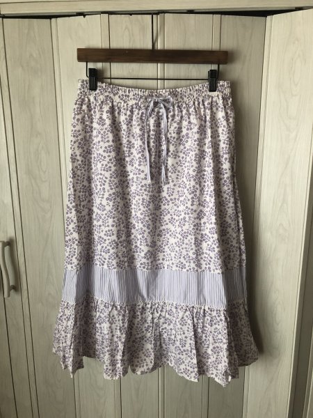 ◆パープル系リーフ柄のロングスカート/L◆q2拍卖