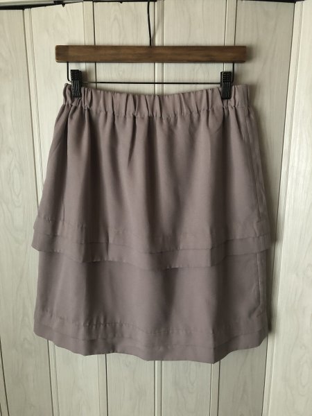 ◆Rutia/ルチア/ベージュブラウンの膝丈ティアードスカート/L/タグ付き未着品◆拍卖