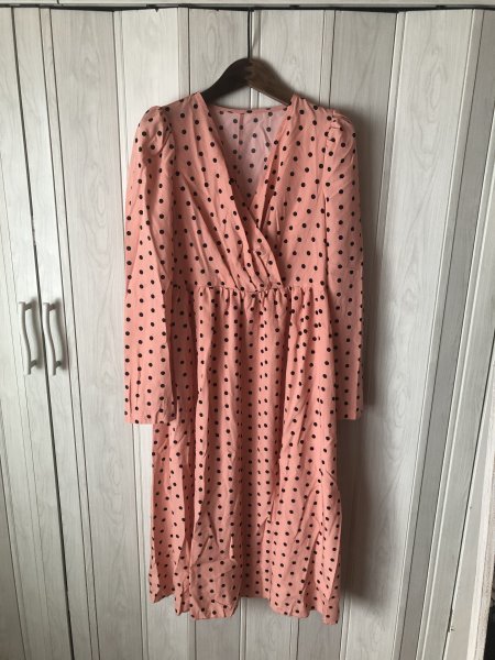 ◆SHEIN/ドット柄のカシュクールロングワンピース◆op拍卖