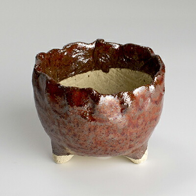 盆栽鉢 万作 つぼみ型 茶がかり 3号 幅8.5cm×高さ7cm 陶器拍卖