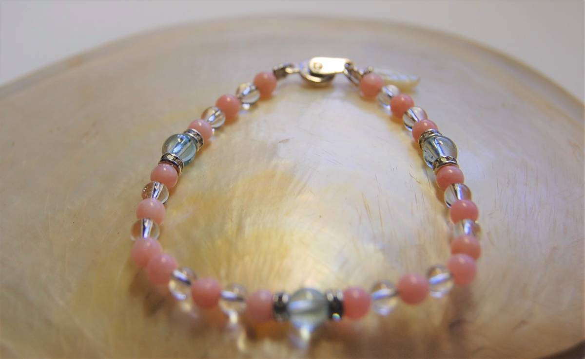 パワーストーンブレスレット ブルートパーズ・ムーンストーン・水晶<創造性や表現力を高める石>15㎝ 西051拍卖