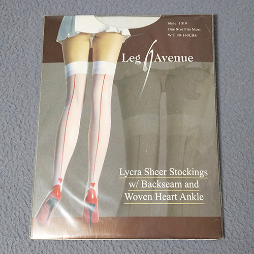 ライクラ バックシーム&ハート シアーストッキング 白(バックシーム/ハート:赤) サイズ:フリー(M~L) LegAvenue 1019 新品・未使用拍卖