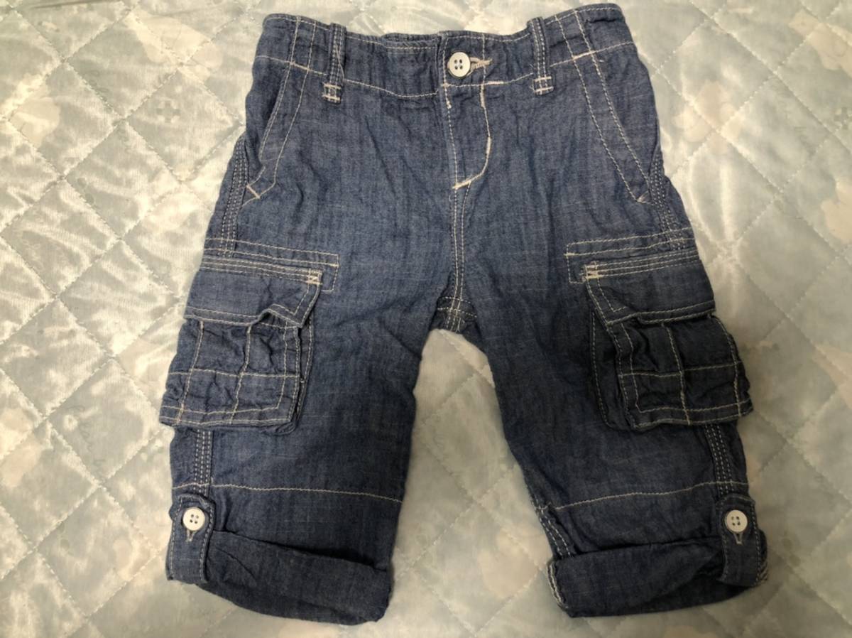 正規品 baby Gap 80cm 12〜18months ロールアップパンツ デニム ズボン ハーパン ボトムス ベビー拍卖