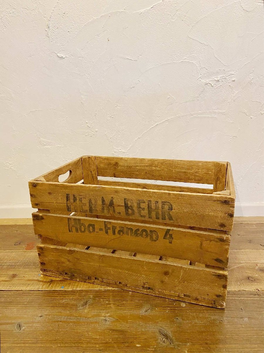 ヴィンテージ ドイツ 木箱 インテリア ディスプレイ 収納 店舗什器 ボックス 店舗備品 雑貨 キャンプ 農作物ケース【8874】拍卖
