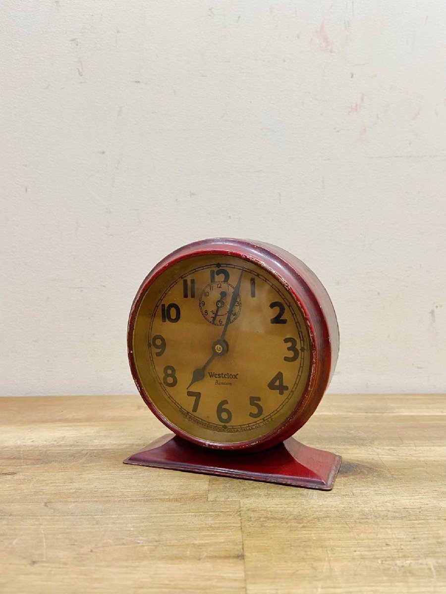 アメリカ ヴィンテージ 時計 WEST CLOX Bantan ゼンマイ式 ジャンク インテリア 店舗什器 店舗備品 アメリカン雑貨 置時計【4281】拍卖