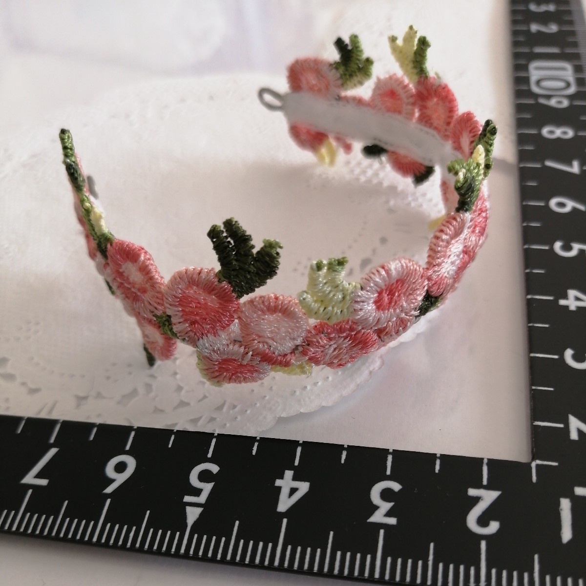 tia*゜☆ミスナンシー サイズ 花 刺繍 カチューシャ ドール用 ヘアアクセサリー ピンク 拍卖