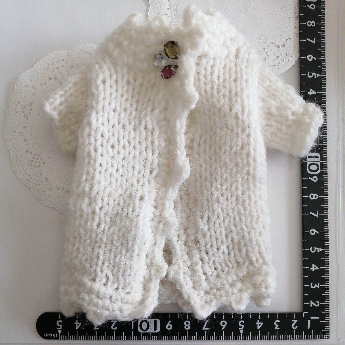 tia*゜☆ ドール用 白 カーディガン ビジュー付き ミスナンシー サイズ拍卖