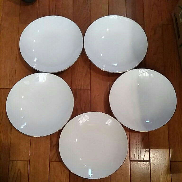 たち吉 取皿 サラダプレート Adam&Eve 白色 ゴールド縁取り レンジ可 5点拍卖