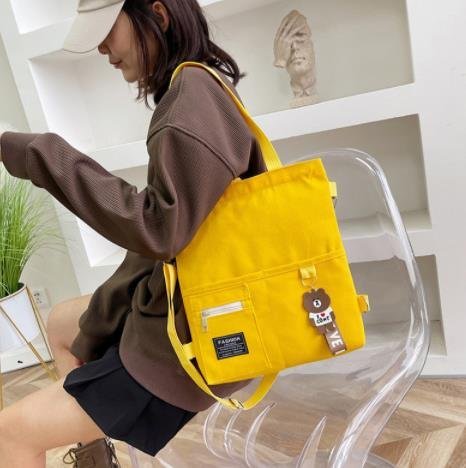 ZPT006★キャンバス バッグ ショルダーバッグ 斜め掛け ポケット ファスナー付き バッグ 肩掛け トートバック イエロー拍卖