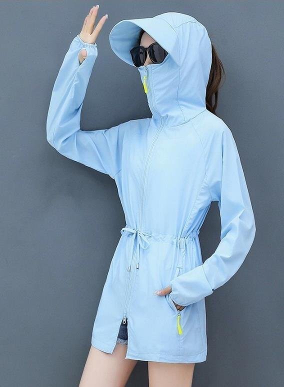 LHK1065★レディース サンシェード UVカット パーカー ウインドブレーカー 長袖 アウトドア ジャケット 軽量 フドー付き 無地 拍卖