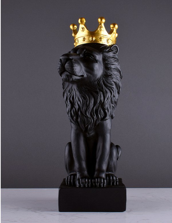 PYD2129★西洋雑貨 ライ上 彫刻 彫像 置物 フィギュ 風水 縁起物 樹脂 ハオン 王冠 動物 卓ンリン オブジェ インテリアドメイド 手作り拍卖