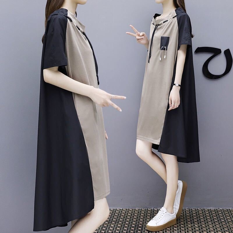 cxr270★レディース ロングワンピース 夏 A型 切替 半袖 カジュアル ゆったり 大きいサイズ おしゃれ 可愛い拍卖