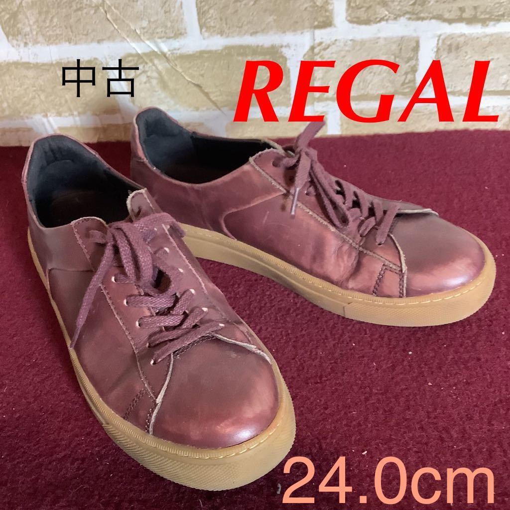 【売り切り!送料無料!】A-291 REGAL!レザースニーカー!24.0cm!ワインレッド!普段履き!おしゃれ!デニムコーデ!カジュアル!中古!拍卖