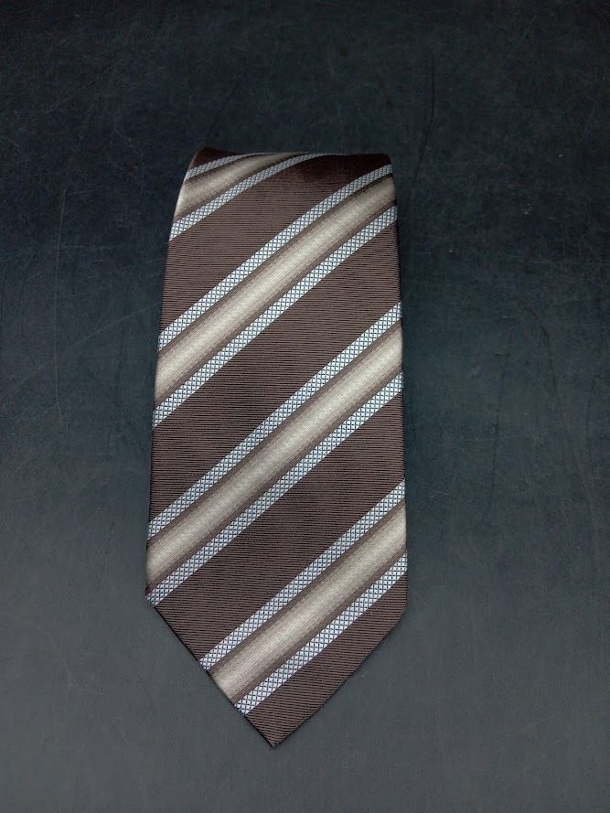 ▽ トラサルディ ネクタイ / TRUSSARDI ストライプ ビジネス スーツ ブラウン系 メンズ 小物 結婚式 プレゼント拍卖