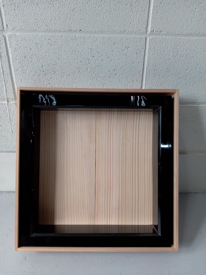 ▽ 炉縁 / 眞塗 木箱 共箱 茶道具 天然うるし 柿合 木枠 炉 茶室 囲炉裏 火鉢 お茶道具拍卖