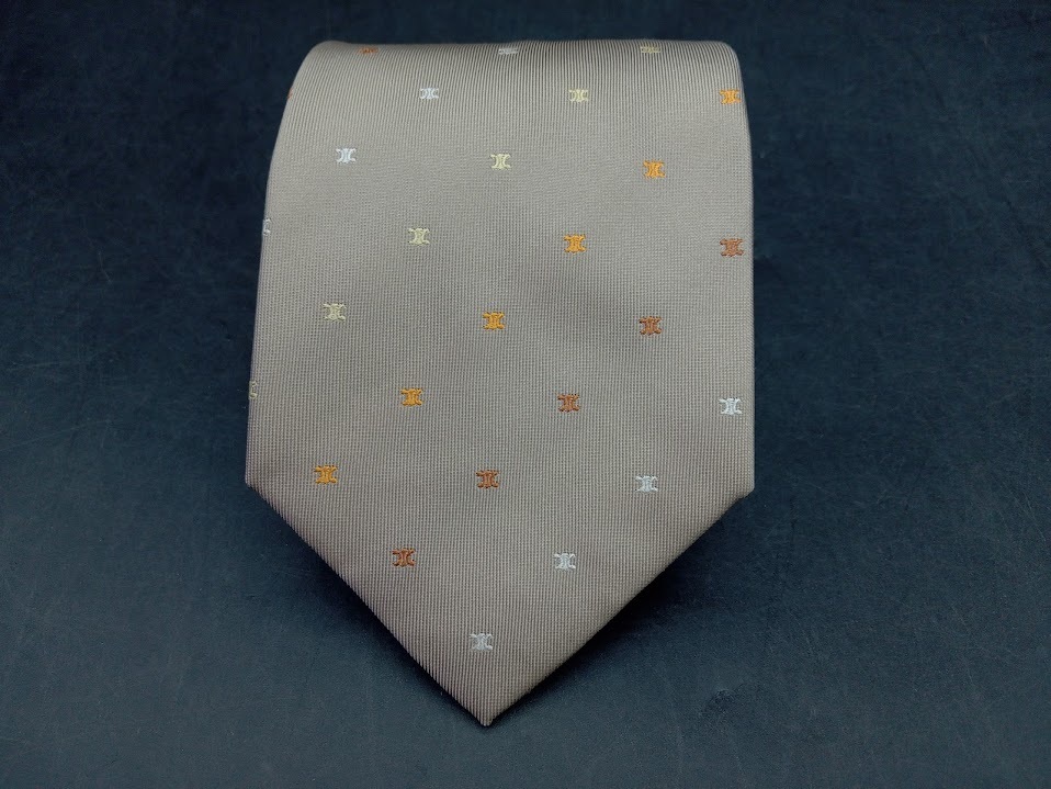 ▽ CELINE ネクタイ / セリーヌ ビジネス スーツ 小物 メンズ 結婚式 プレゼント ベージュ系拍卖