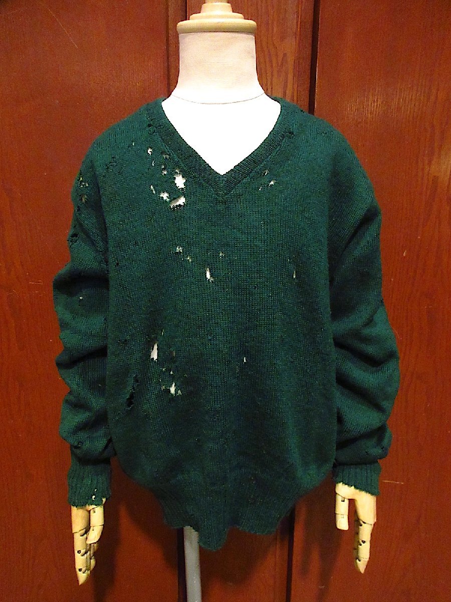 ビンテージ40's●ValcunaキッズVネックウールセーター緑size 12●230308c3-k-swr 1940s子供服トップス古着拍卖