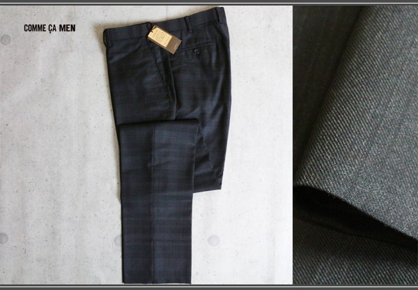 新品 コムサメン 秋冬 10マンス イタリア チェルッティ IL CONTE生地 チェック スラックスM 濃灰/定価2.9万/COMME CA MEN/イルコンテ2拍卖