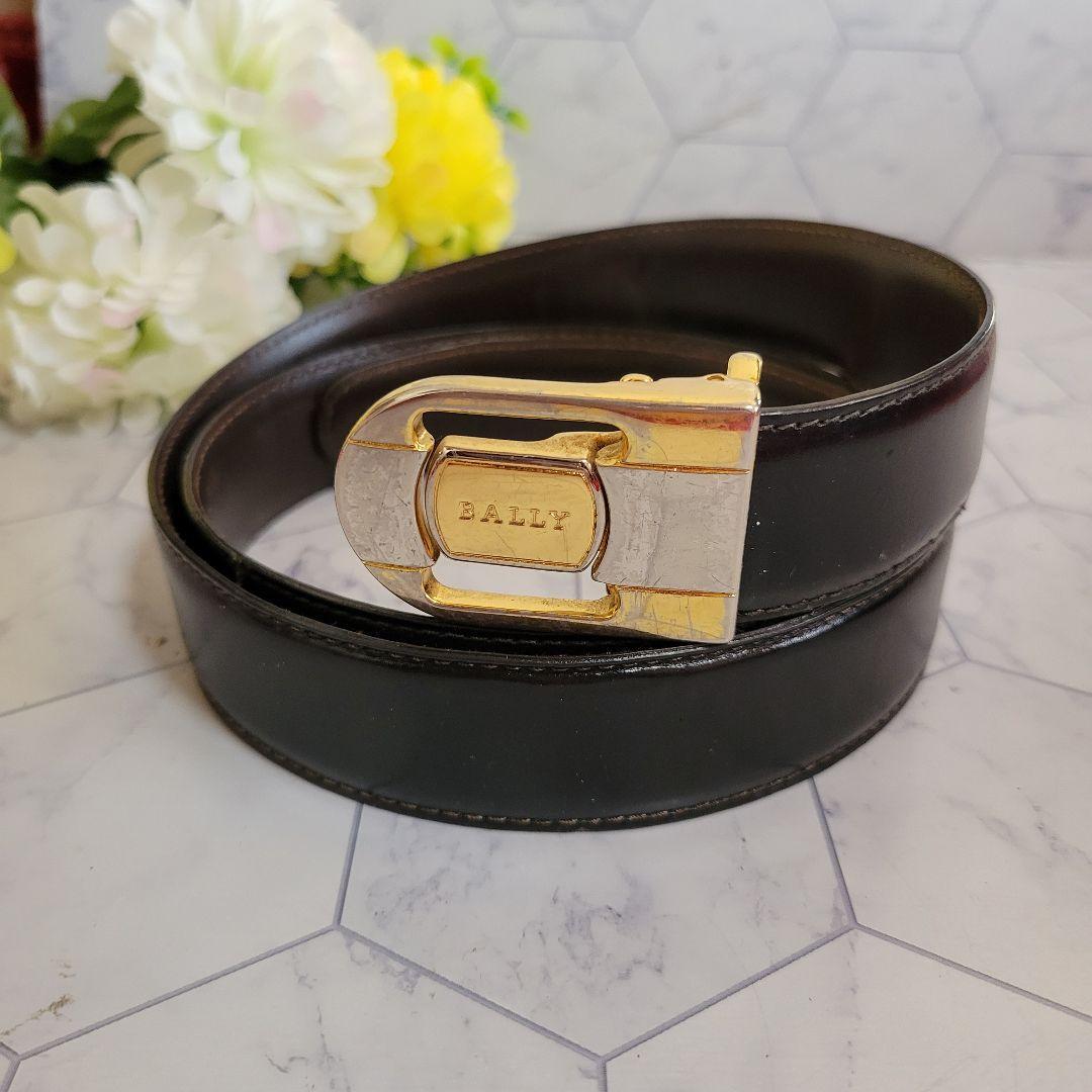 BALLY バリー かっこいい ロゴ ベルト ブラック×ゴールド スーツ パンツ拍卖